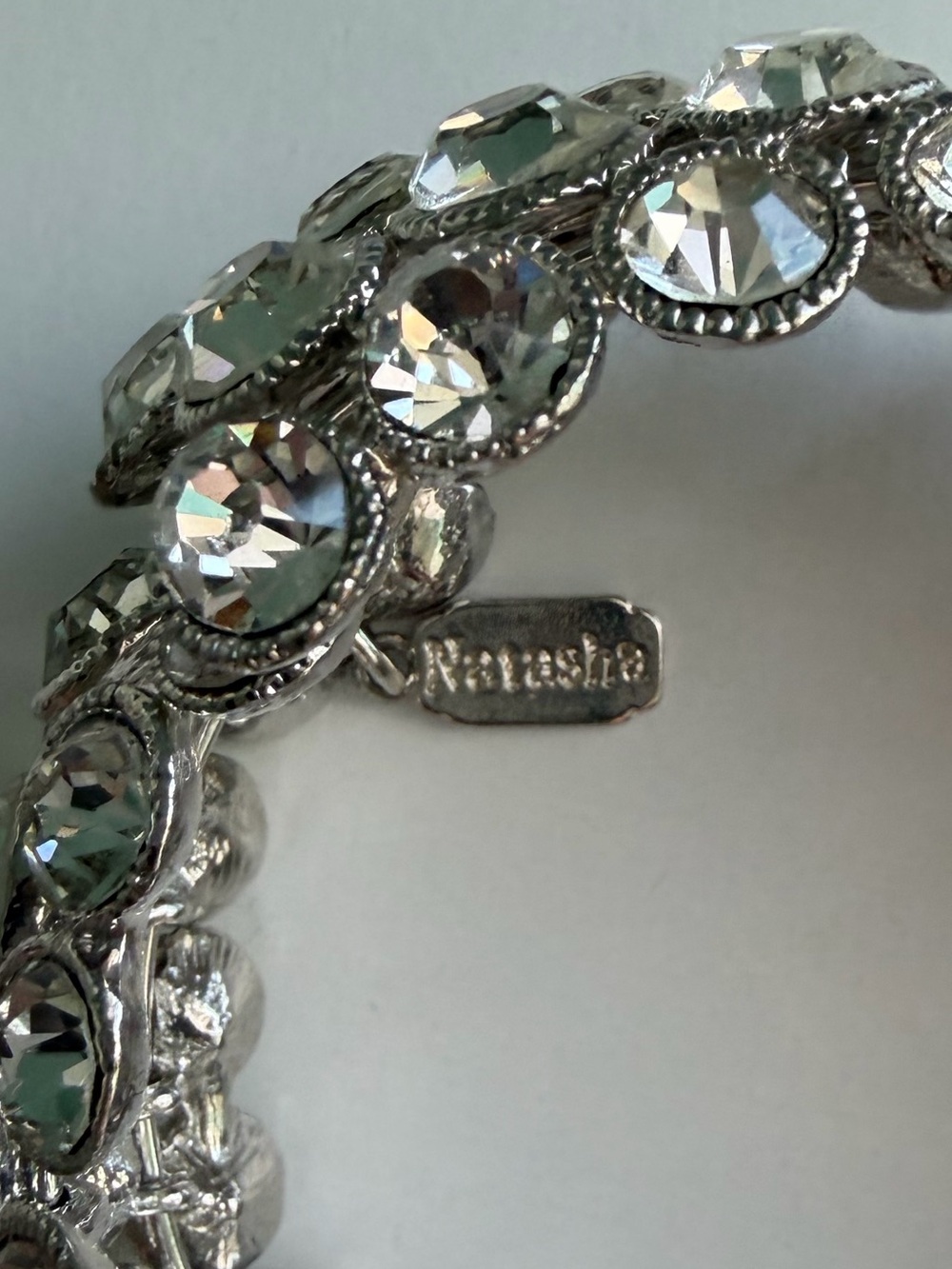 Natasha Couture Wide Crystal Rhinestone Statement Stretch Bracelet - Picture 3 of 6